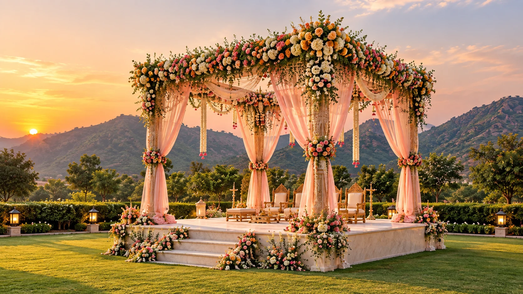 Garden wedding setting